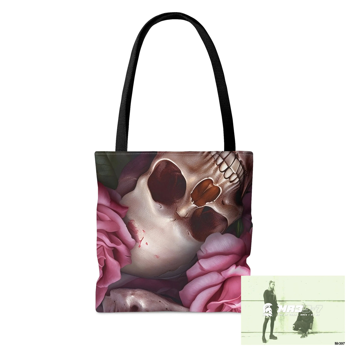 Pink Gothic Skulls & Roses Tote Bag (AOP) Bags