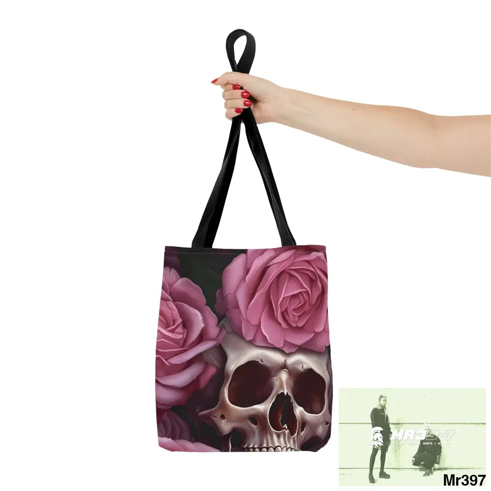 Pink Gothic Skulls & Roses Tote Bag (AOP) Bags