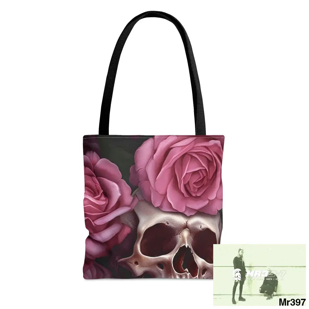 Pink Gothic Skulls & Roses Tote Bag (AOP) Small Bags