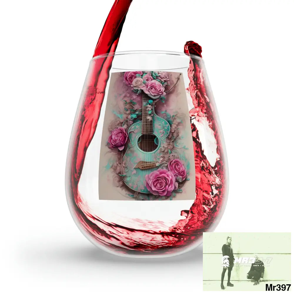 Pink Roes & Guitar Stemless Wine Glass 11.75oz 11.75oz Mug