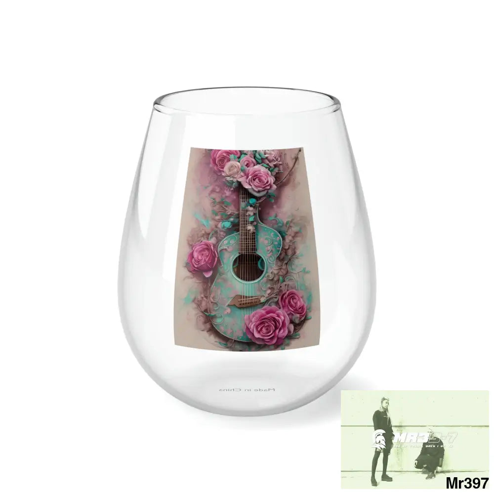 Pink Roes & Guitar Stemless Wine Glass 11.75oz 11.75oz Mug