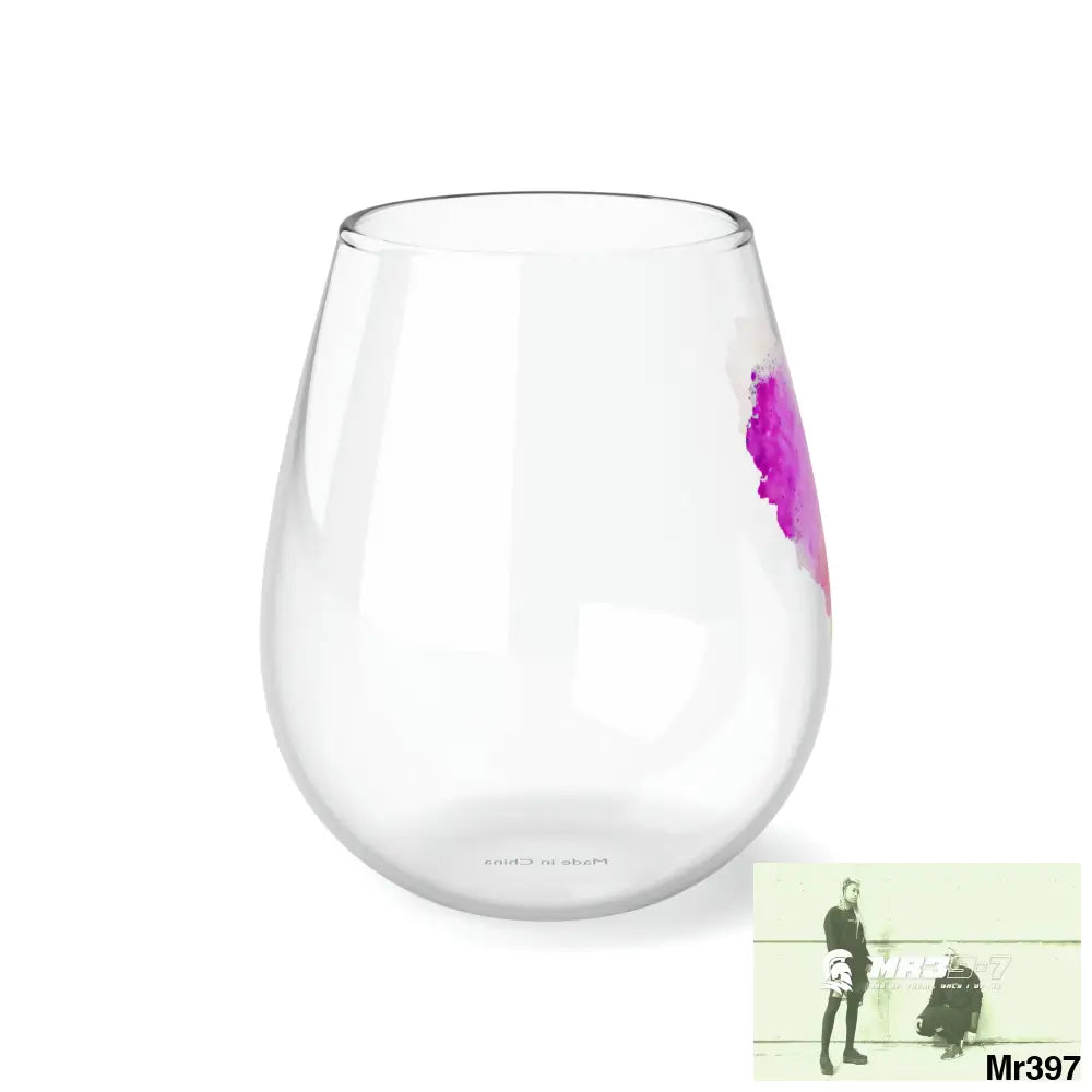 Plastered paint watercolour heart graphic Stemless Wine Glass 11.75oz 11.75oz Mug