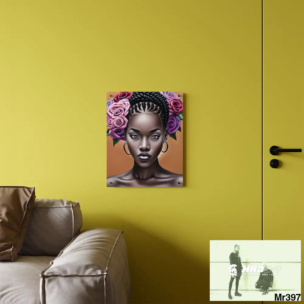 Pretty Black Woman with Braids Acrylic Wall Art Panels Home Decor