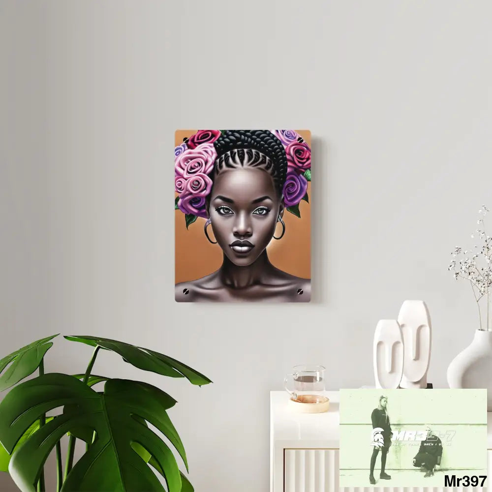 Pretty Black Woman with Braids Acrylic Wall Art Panels Home Decor