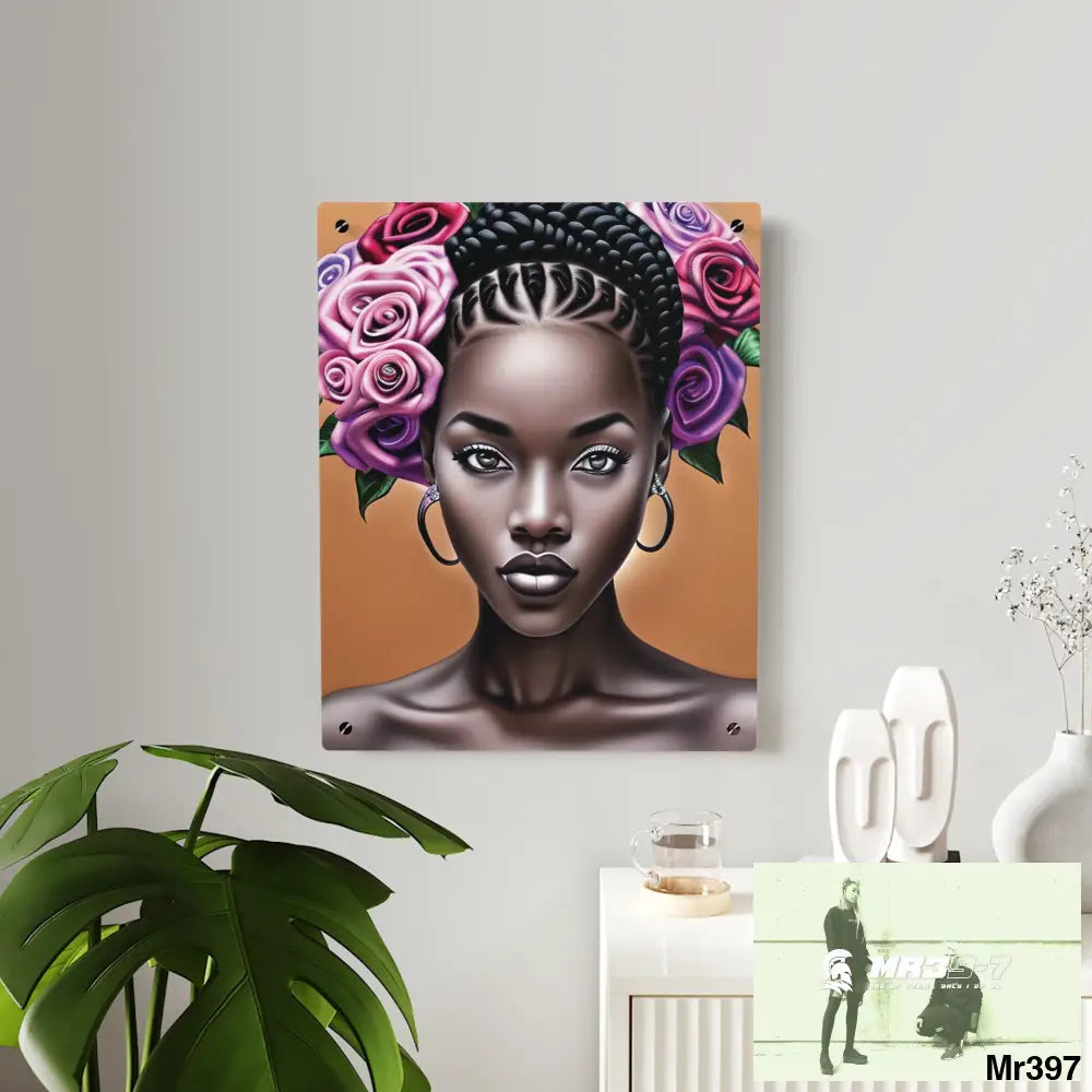 Pretty Black Woman with Braids Acrylic Wall Art Panels Home Decor