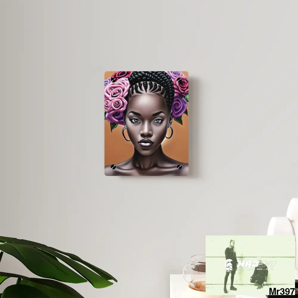 Pretty Black Woman with Braids Acrylic Wall Art Panels Home Decor