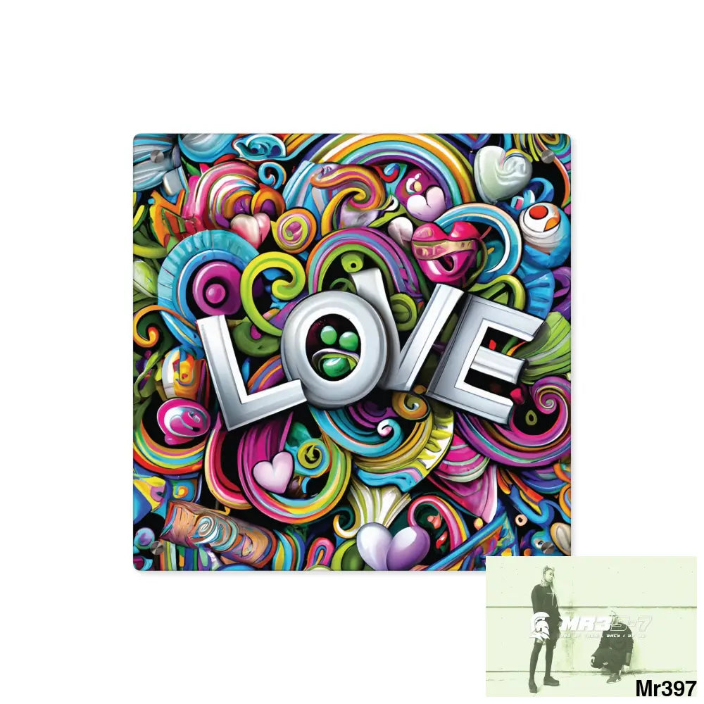 Rainbow LOVE Graphic Stained Glass Doodle Art Acrylic Wall Art Panels 16″ x 16″ (Square) / 0.25’’ Home Decor