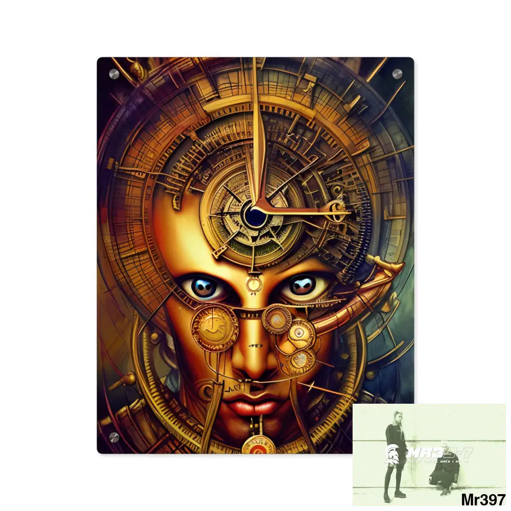 Realistic Male Samurai Vishnu Shiva Clockwork Abstract Acrylic Wall Art Panels 16″ x 20″ (Vertical) / 0.25’’ Home Decor