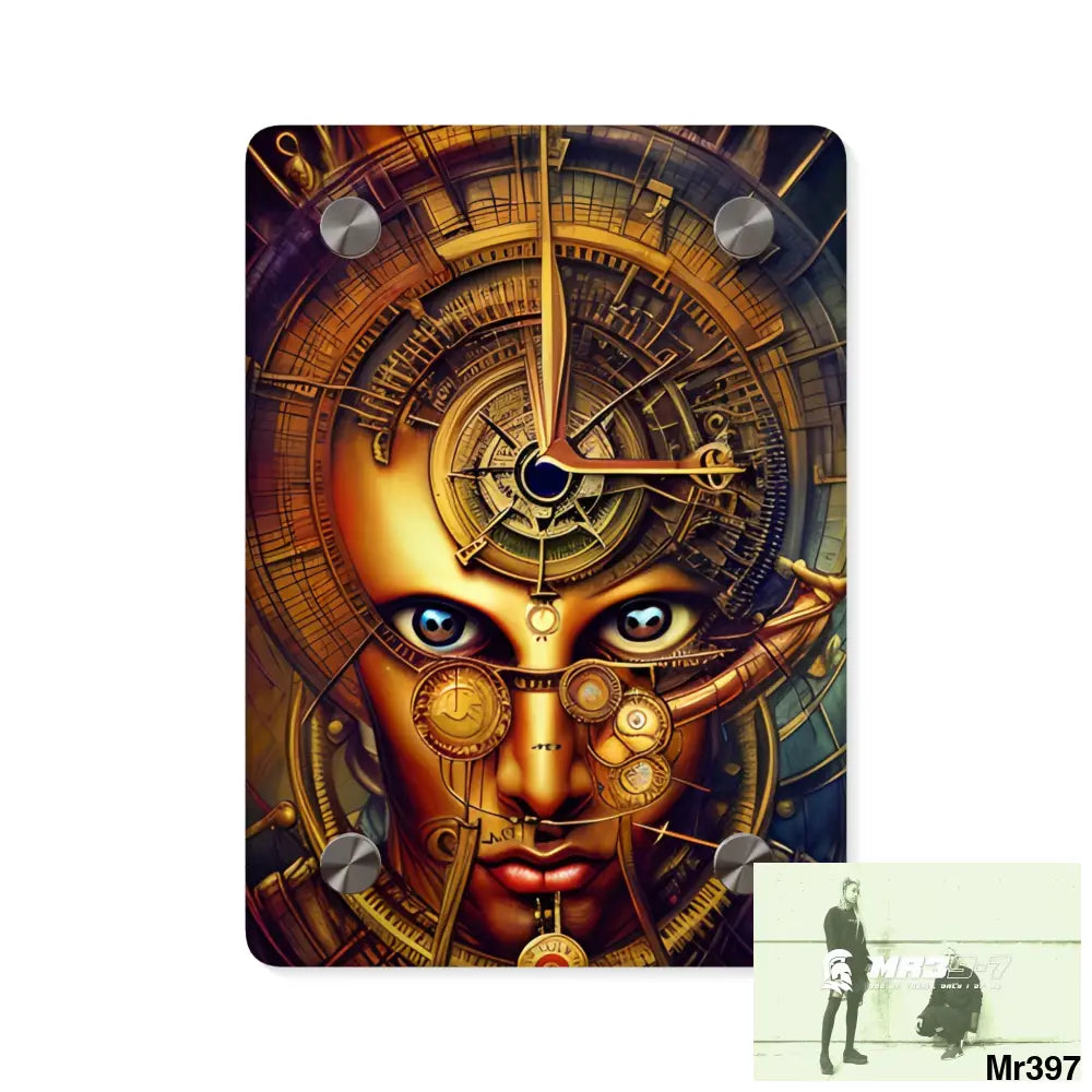 Realistic Male Samurai Vishnu Shiva Clockwork Abstract Acrylic Wall Art Panels 5’’ x 7’’ (Vertical) / 0.25’’ Home Decor