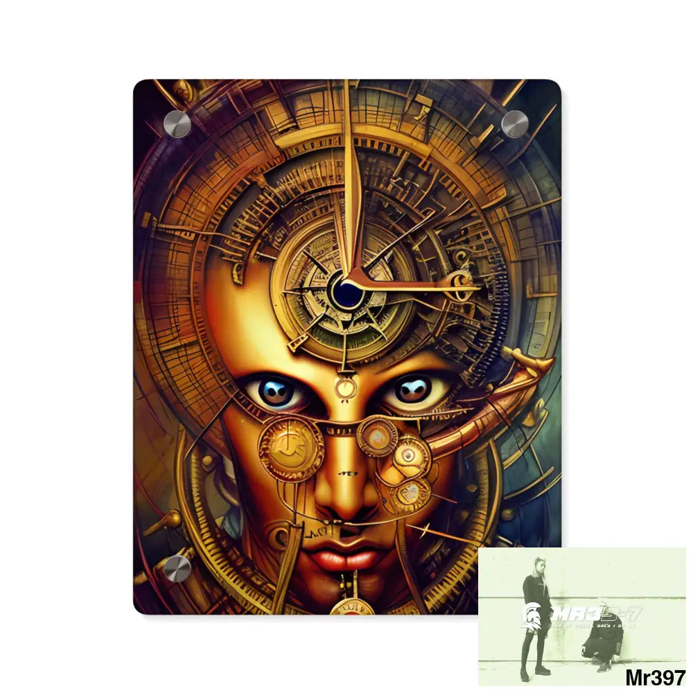 Realistic Male Samurai Vishnu Shiva Clockwork Abstract Acrylic Wall Art Panels 8″ x 10″ (Vertical) / 0.25’’ Home Decor