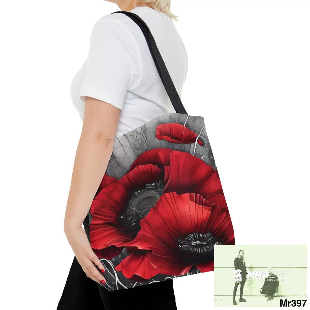 Red flow blank ink Poppies Tote Bag (AOP) Bags