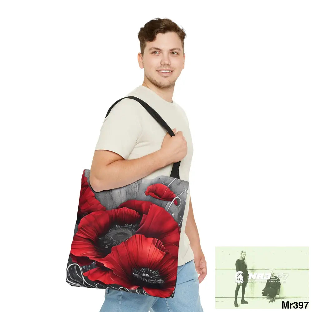 Red flow blank ink Poppies Tote Bag (AOP) Bags
