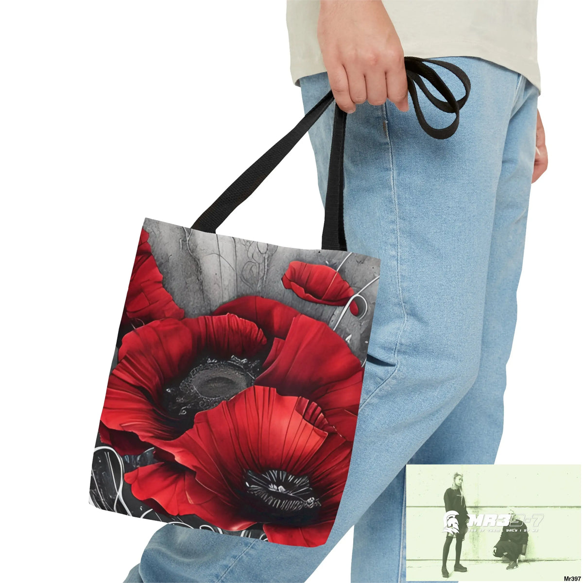 Red flow blank ink Poppies Tote Bag (AOP) Bags