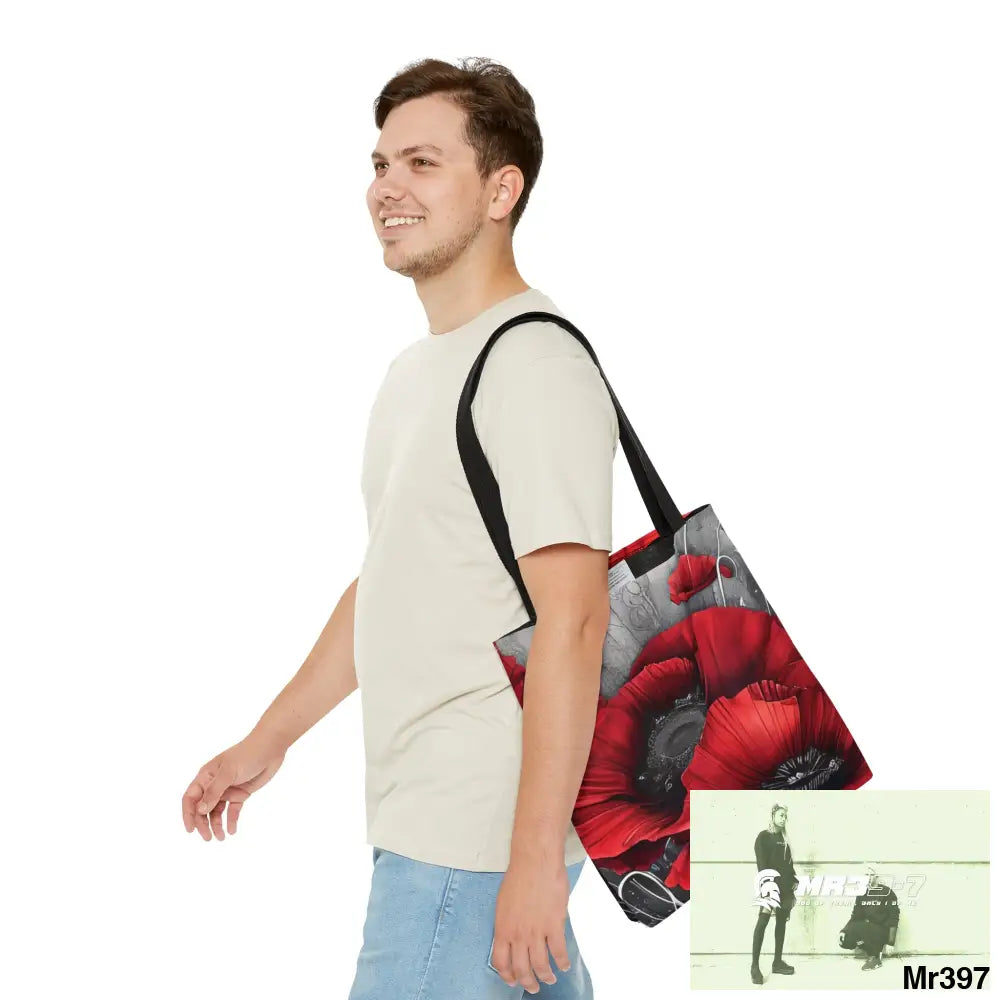 Red flow blank ink Poppies Tote Bag (AOP) Bags