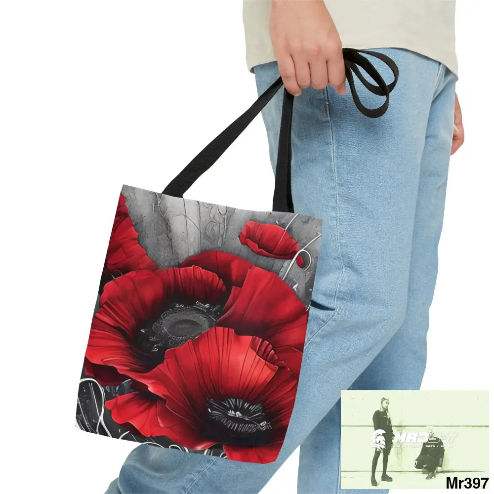 Red flow blank ink Poppies Tote Bag (AOP) Bags