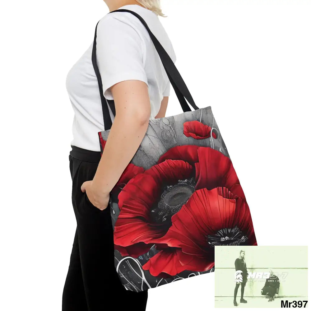 Red flow blank ink Poppies Tote Bag (AOP) Bags