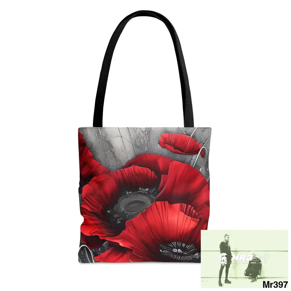Red flow blank ink Poppies Tote Bag (AOP) Small Bags