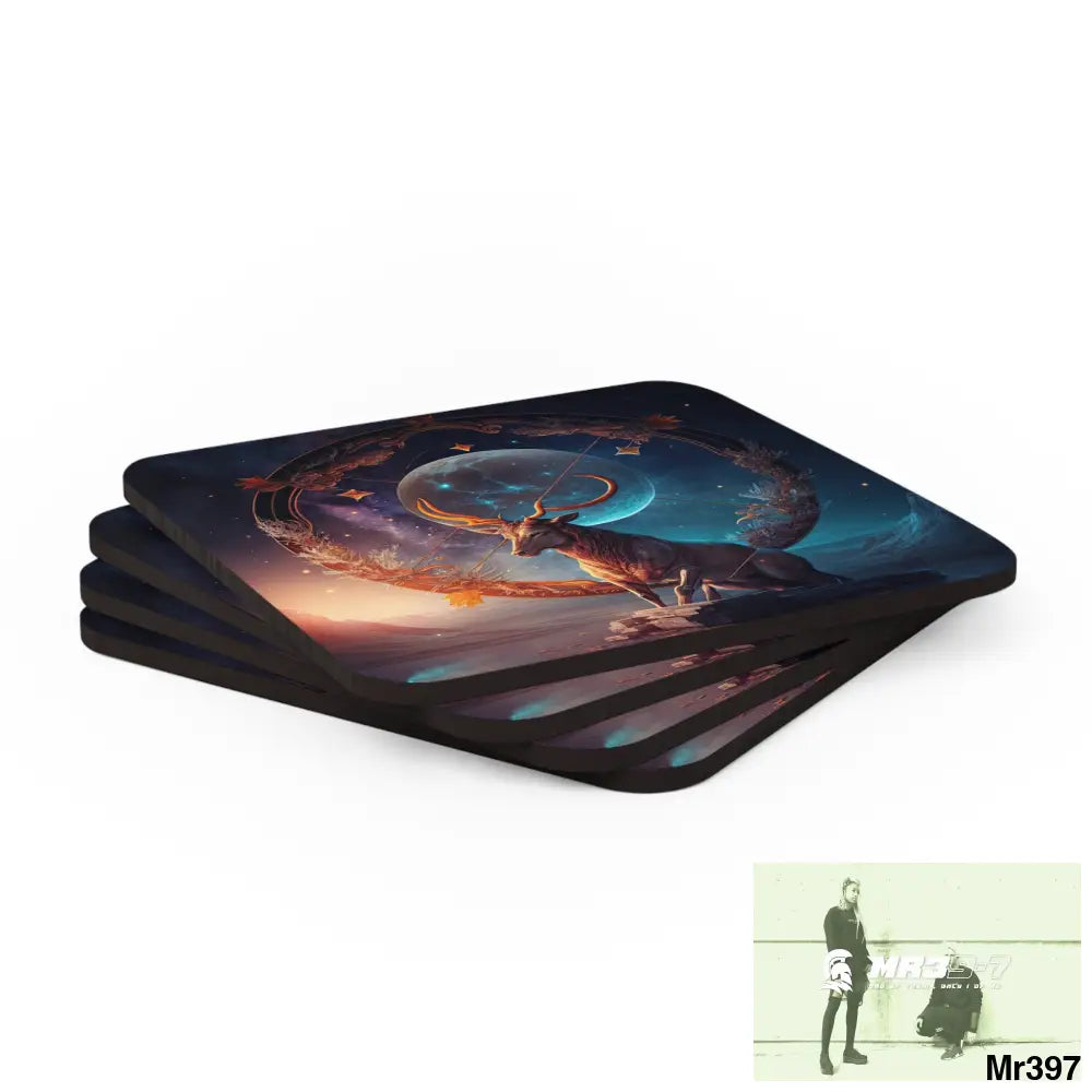 Sagittarius Zodiac Coaster Set Cork / 3.75’’ × 3.75’’ / Square Home Decor