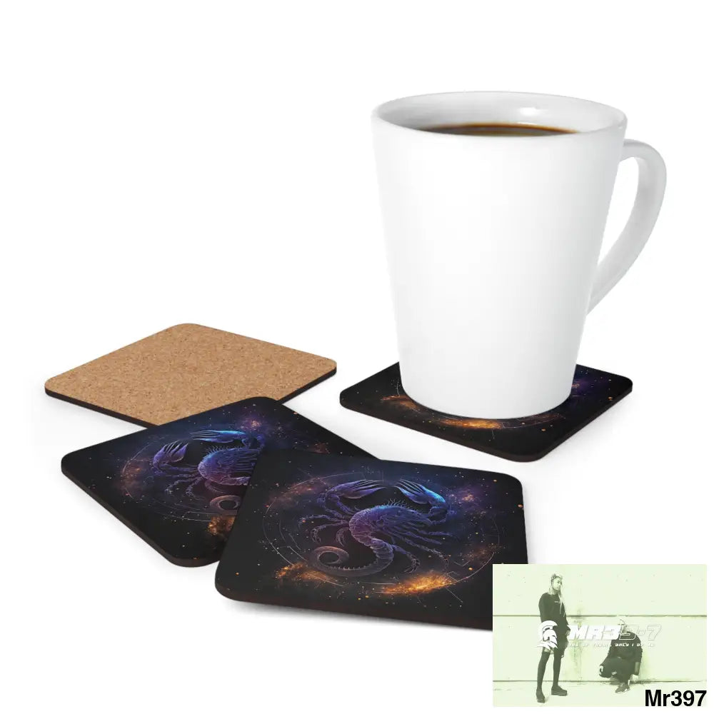 Scorpio Zodiac Coaster Set Cork / 3.75’’ × 3.75’’ / Square Home Decor