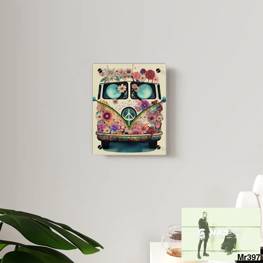 Shabby Vintage Hippie Van Graphic Acrylic Wall Art Panels 8″ x 10″ (Vertical) / 0.25’’ Home Decor