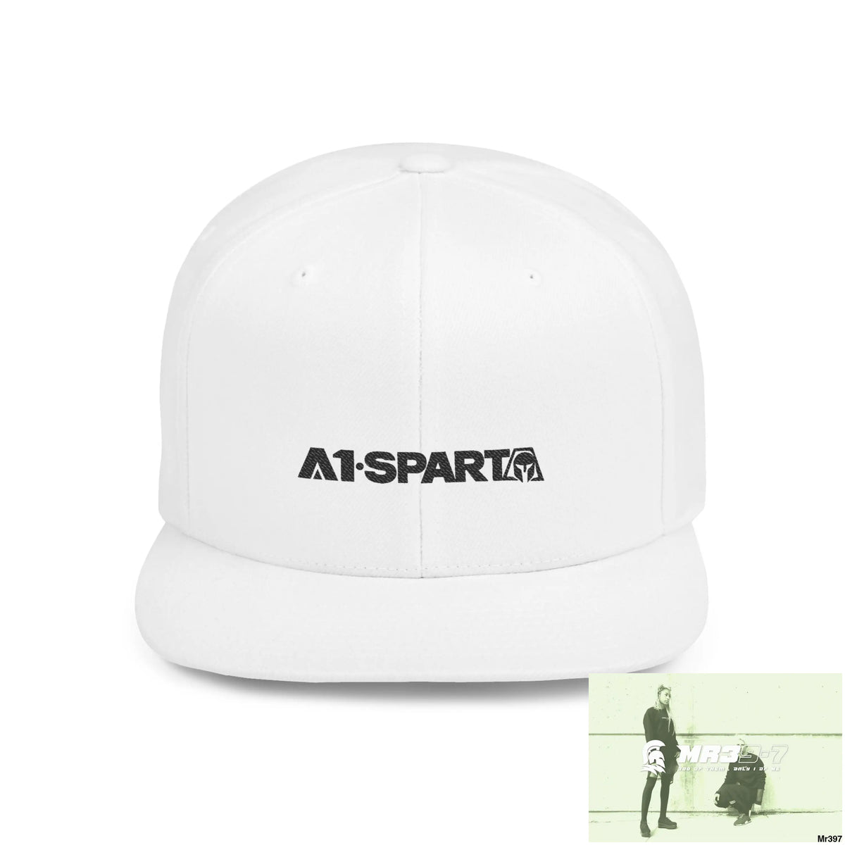 Snapback Hat — A1-Sparta Retro Logo Flat-Bill Cap One size / White Hats