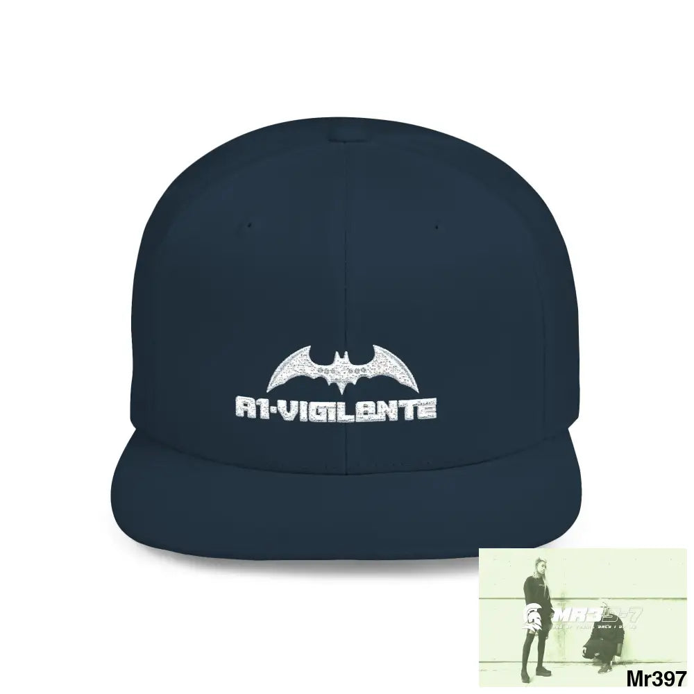 Snapback Hat — A1-Vigilante Retro Logo Flat-Bill Cap One size / Dark Navy Hats