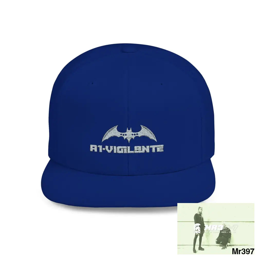 Snapback Hat — A1 Vigilante Retro Logo Flat-Bill Cap One size / Royal Hats