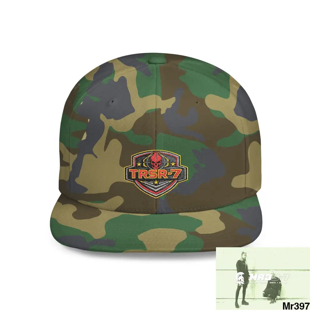 Snapback Hat — TRSR-7 Black Ops - SoCom Retro Logo Flat-Bill Cap One size / Green Camo Hats