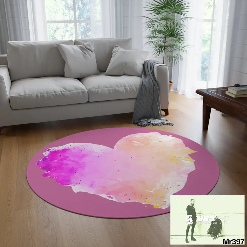 Splashed heart Round Rug 60’’ × 60’’ Home Decor