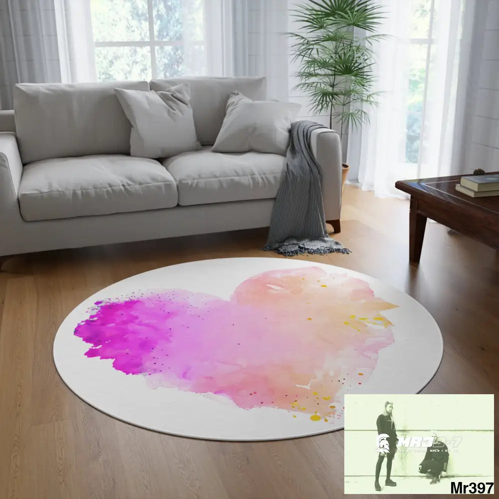 Splashed heart Round Rug 60’’ × 60’’ Home Decor