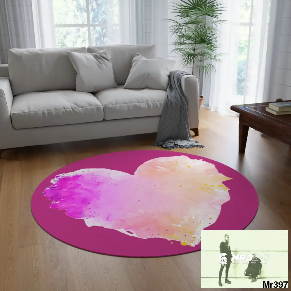 Splashed heart Round Rug 60’’ × 60’’ Home Decor