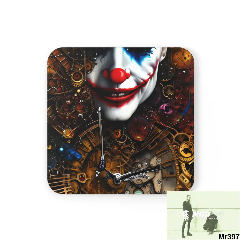 Steampunk Joker Corkwood Coaster Set Cork / 3.75’’ × 3.75’’ / Square Home Decor