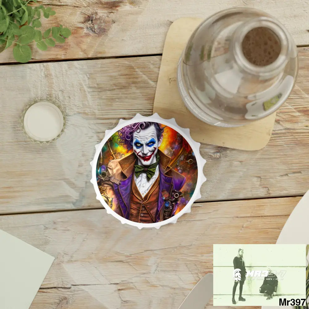 Steampunk Joker Hearts Tribal Fractal Magnetic Bottle Opener. One size / White Accessories