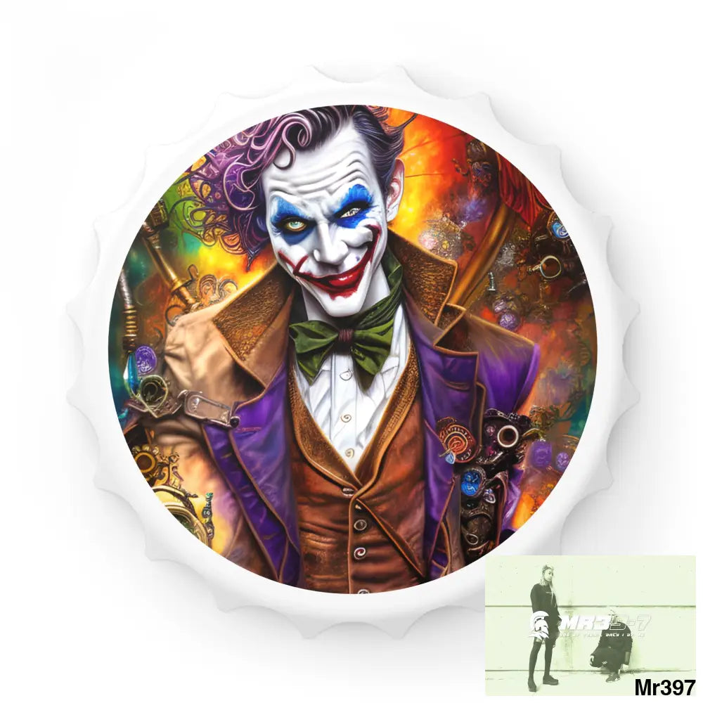 Steampunk Joker Hearts Tribal Fractal Magnetic Bottle Opener. One size / White Accessories