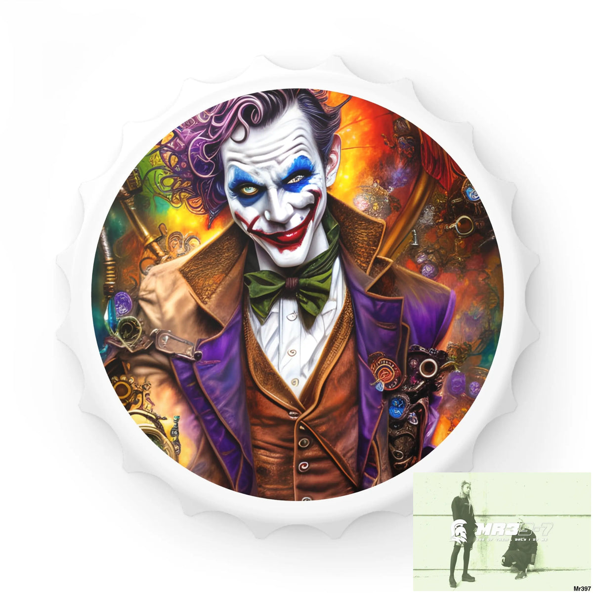 Steampunk Joker Hearts Tribal Fractal Magnetic Bottle Opener. One size / White Accessories