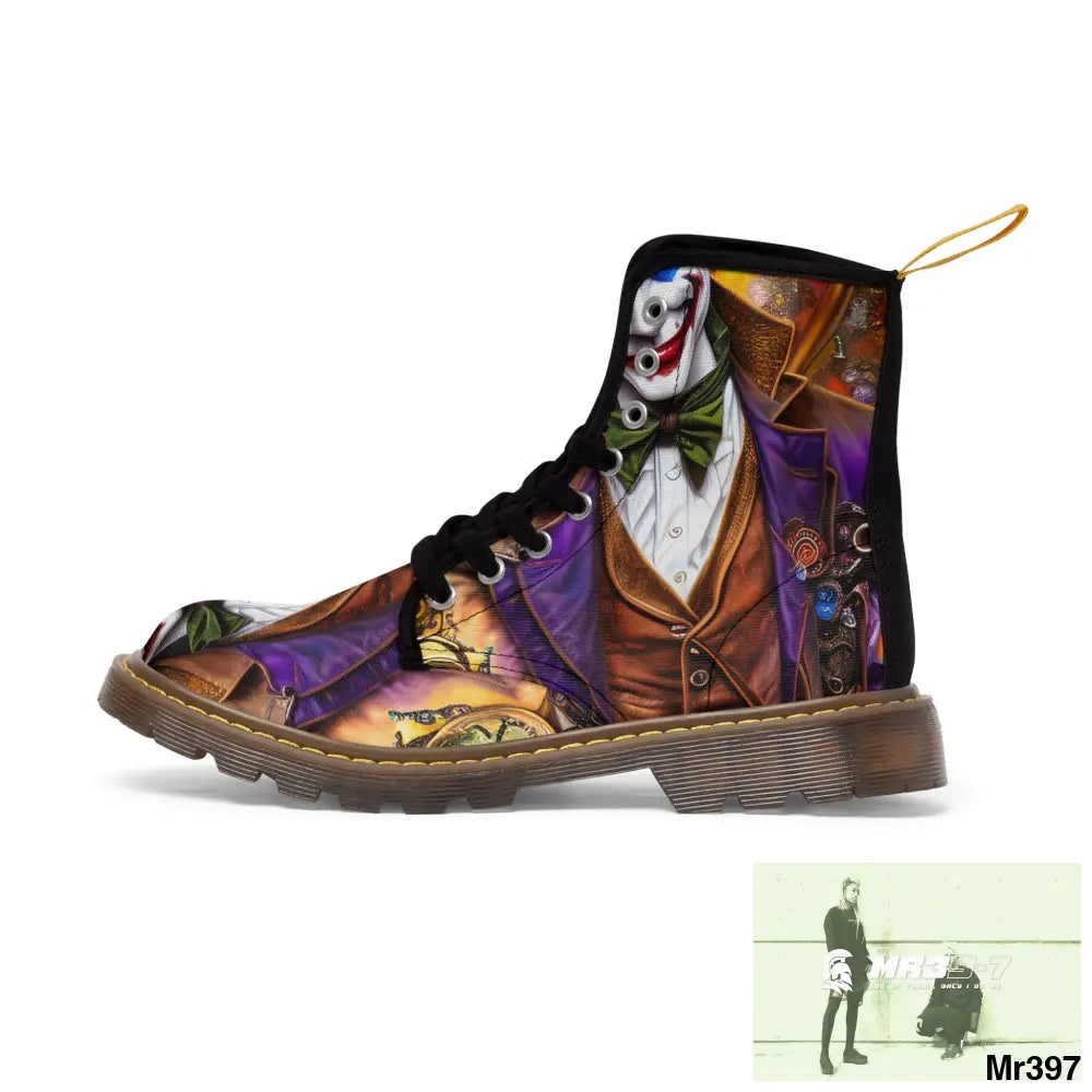 Steampunk Joker Hearts Tribal fractal Mens Canvas Boots Shoes