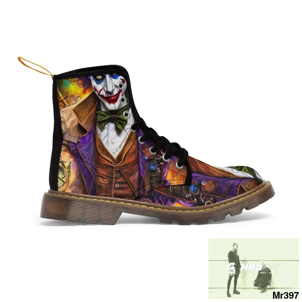 Steampunk Joker Hearts Tribal fractal Mens Canvas Boots Shoes