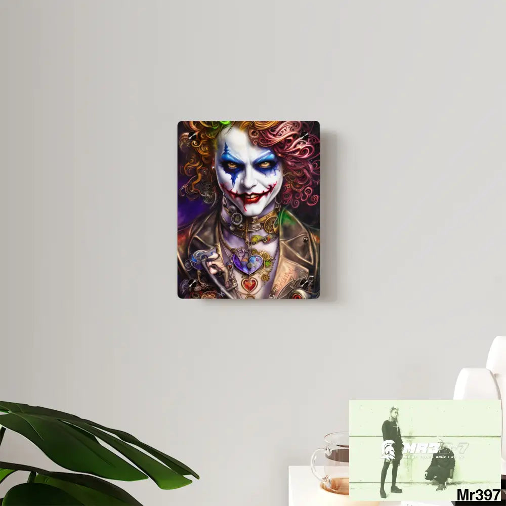 Steampunk Joker Hearts Tribal Fractal Watercolor Digital Painting Acrylic Wall Art Panels Home Decor