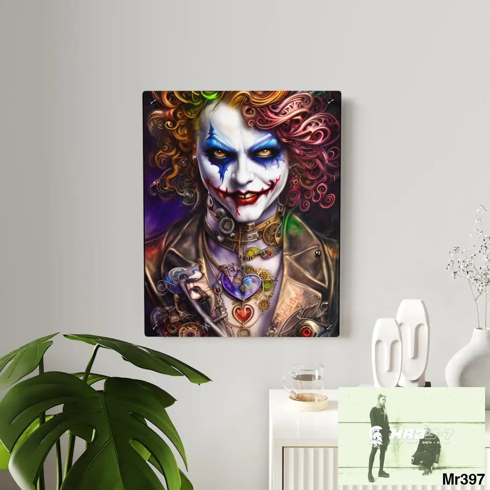 Steampunk Joker Hearts Tribal Fractal Watercolor Digital Painting Acrylic Wall Art Panels Home Decor