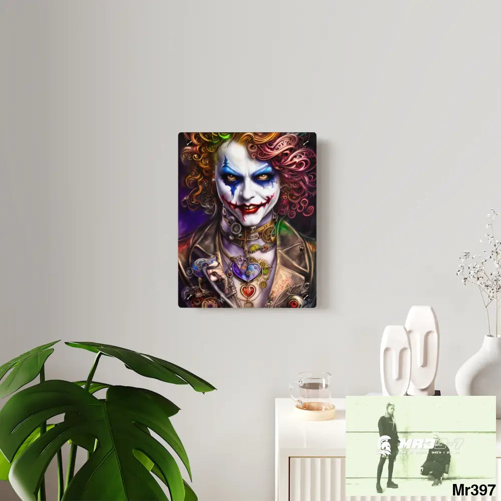 Steampunk Joker Hearts Tribal Fractal Watercolor Digital Painting Acrylic Wall Art Panels Home Decor