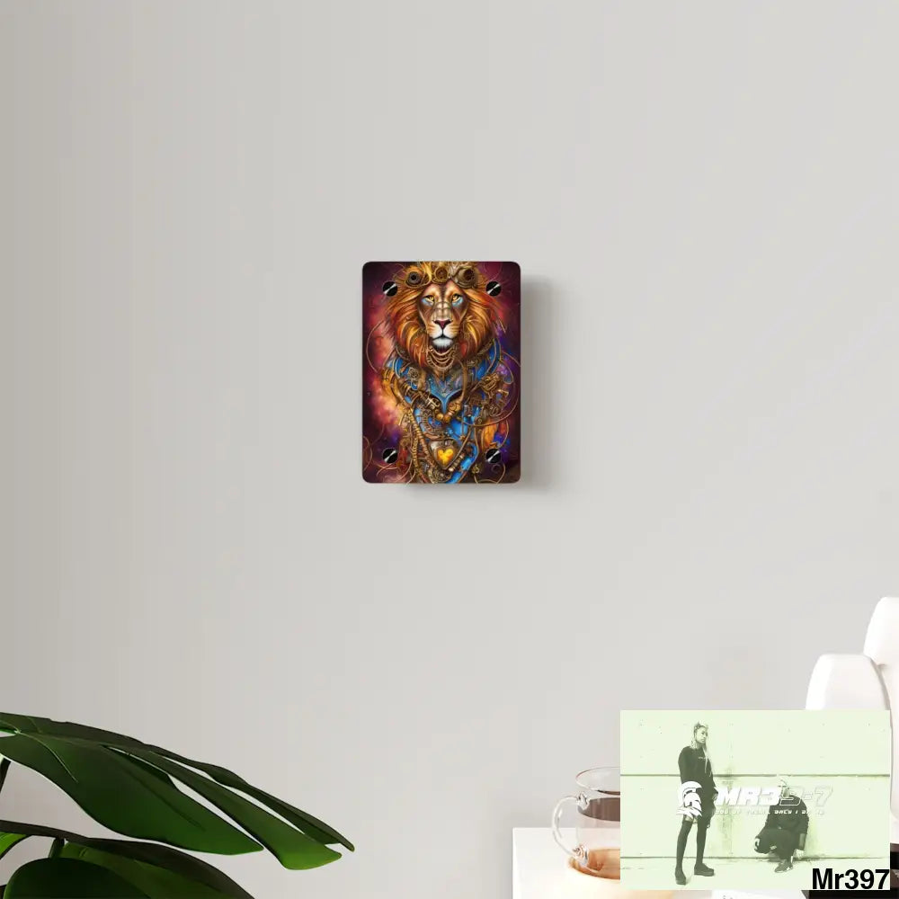 Steampunk Lion Hearts Tribal Fractal Water color Digital Painting Hyper Acrylic Wall Art Panels 5’’ x 7’’ (Vertical)
