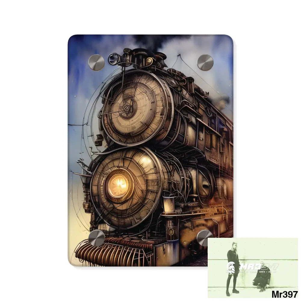Steampunk Locamotive Acrylic Wall Art Panels 5’’ x 7’’ (Vertical) / 0.25’’ Home Decor