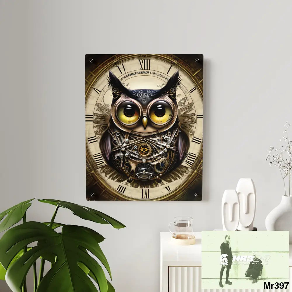 Steampunk Owl Hyper Detailed Ultra Resolution Central Portrait Wall Art Panels Home Decor