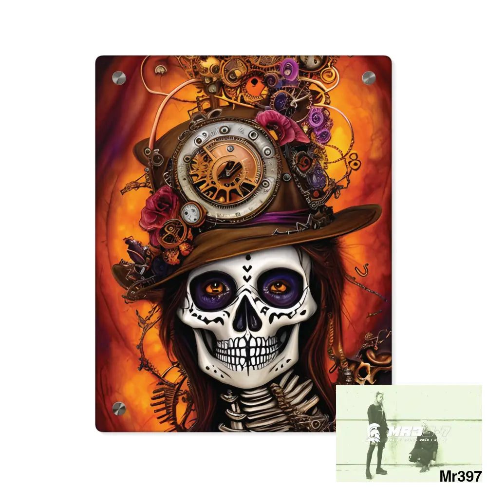 Steampunk Skeleton Jackolantern Hearts Tribal Fractal Watercolor Digital Wall Art Panels 11″ x 14″ (Vertical) / 0.25’’