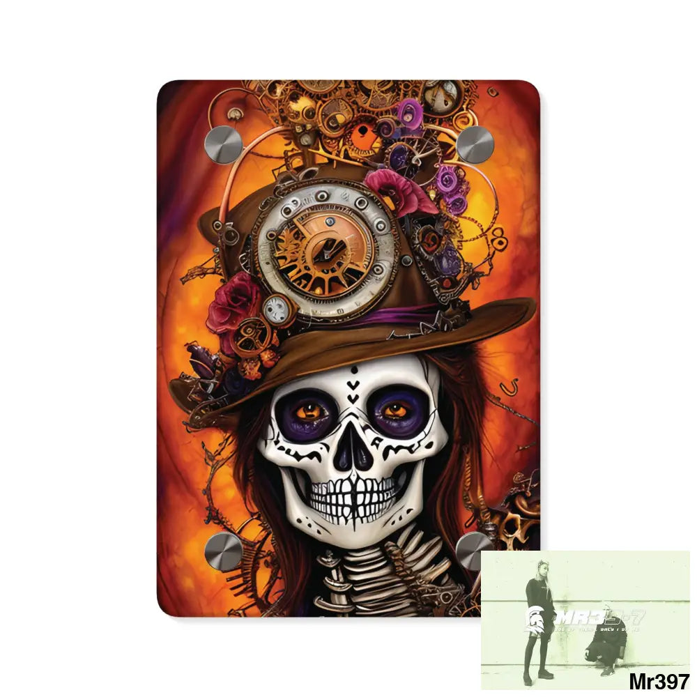Steampunk Skeleton Jackolantern Hearts Tribal Fractal Watercolor Digital Wall Art Panels 5’’ x 7’’ (Vertical) / 0.25’’