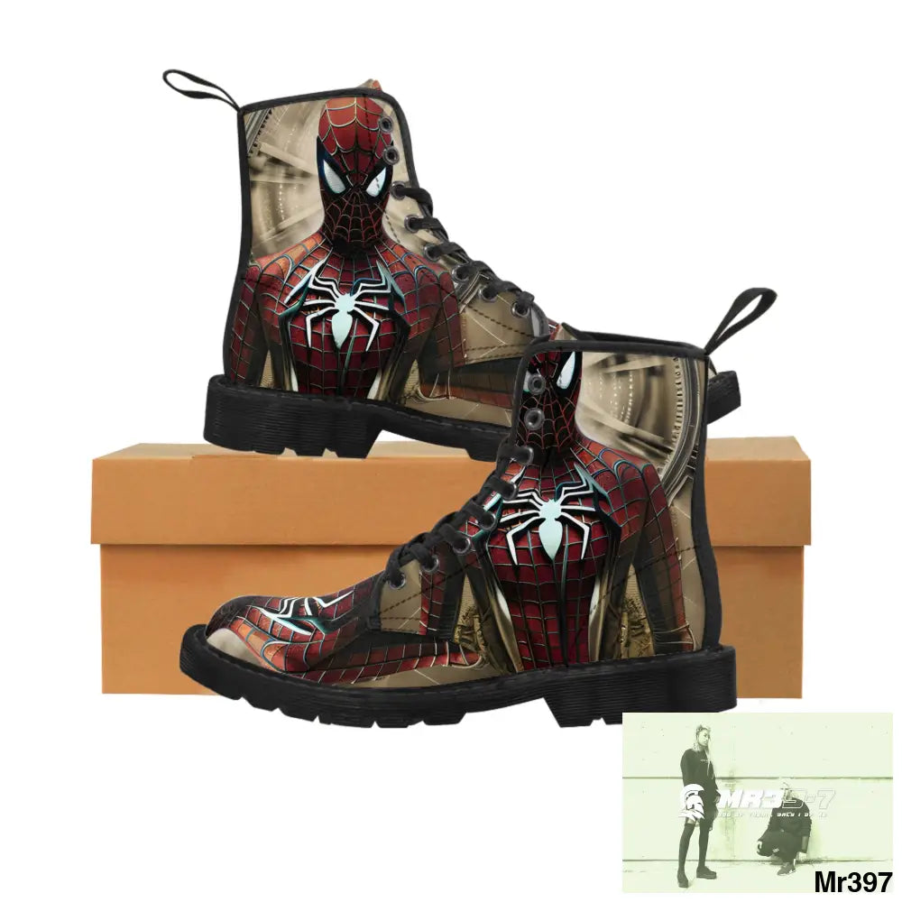 Steampunk Spider-Man Graphic Mens Canvas Boots US 7 / Black sole Shoes