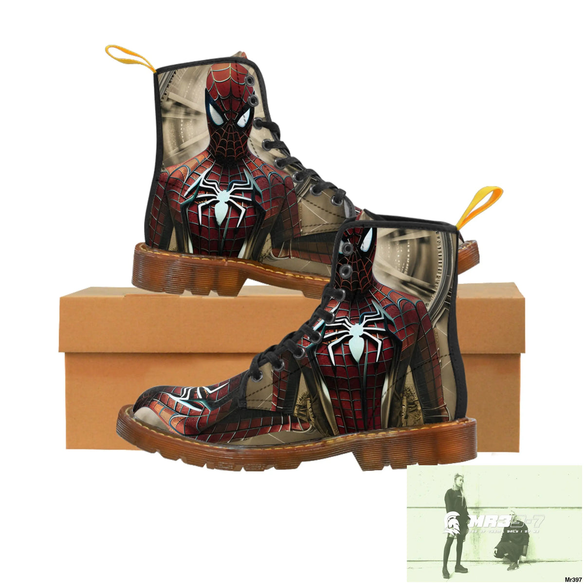 Steampunk Spider-Man Graphic Mens Canvas Boots US 7 / Brown sole Shoes