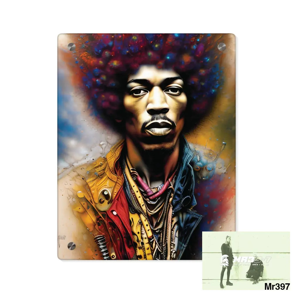 Super Resolution Jimi Hendrix Steampunk graphic Acrylic Wall Art Panels 11″ x 14″ (Vertical) / 0.25’’ Home Decor