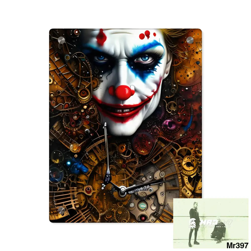 SuperResolution Round Steampunk Joker Graphic Acrylic Wall Art Panels 11″ x 14″ (Vertical) / 0.25’’ Home Decor