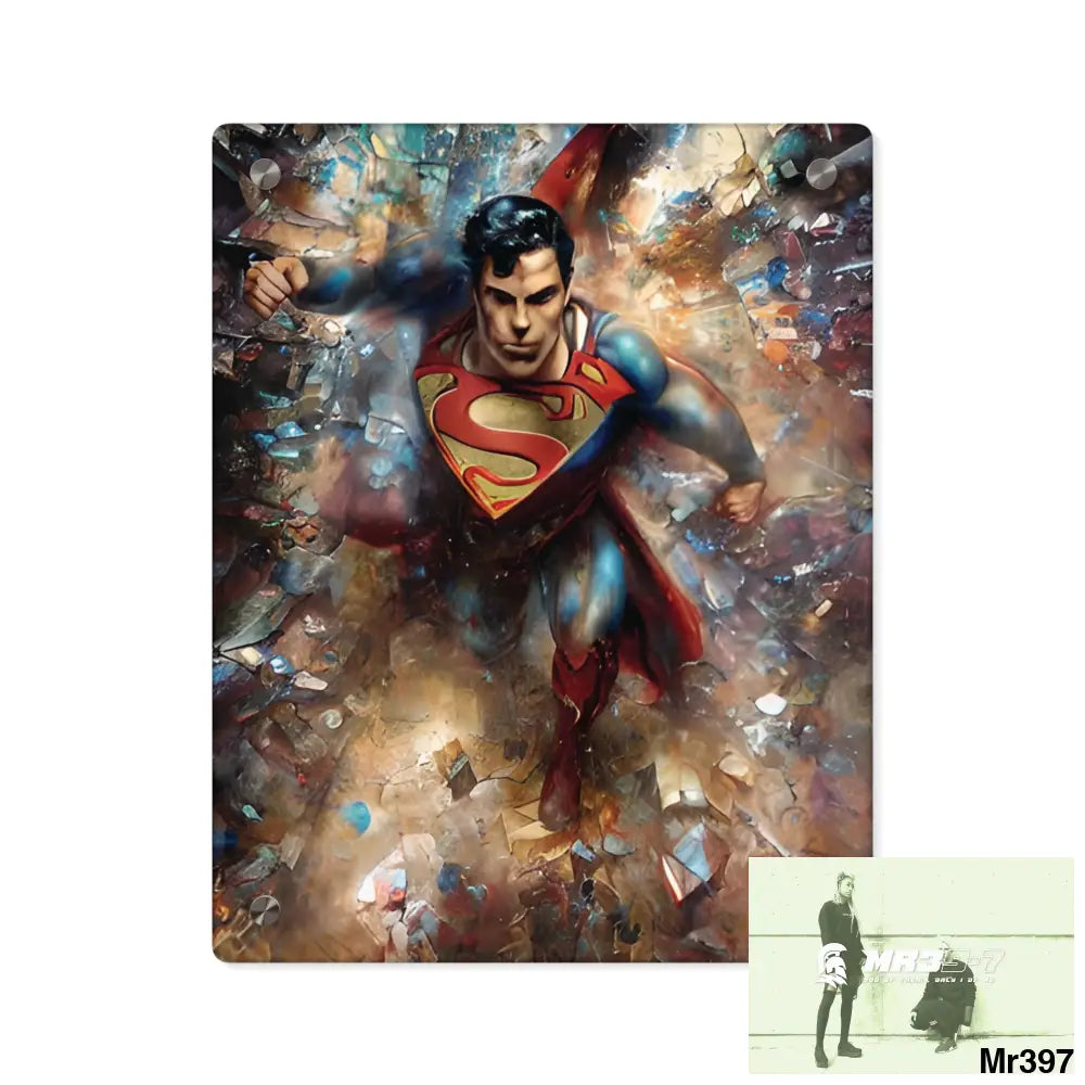 SuperResolution Superman Steampunk Painterly Graphic Acrylic Wall Art Panels 11″ x 14″ (Vertical) / 0.25’’ Home Decor